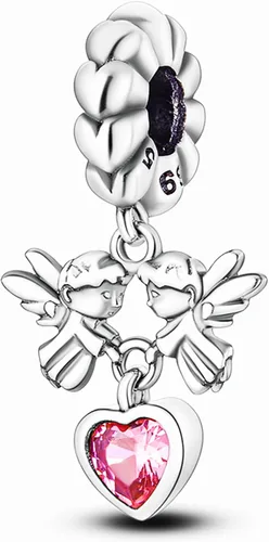 Dijes de plata de ley 925 para pulseras, collares, pasaporte de avión, hermana, corazón, café, libro de música, colgante de viaje, color rosa,