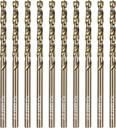 Broca de cobalto de 1/8 pulgadas M35 HSS Brocas helicoidales Jobber Longitud Broca de acero para metal duro y acero inoxidable, paquete de 10