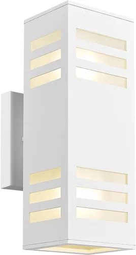 Miniatura 7 de harriet Luces de porche modernas para exteriores, cubierta de aluminio impermeable IP64 y vidrio templado, aplique de pared rectangular arriba/abajo