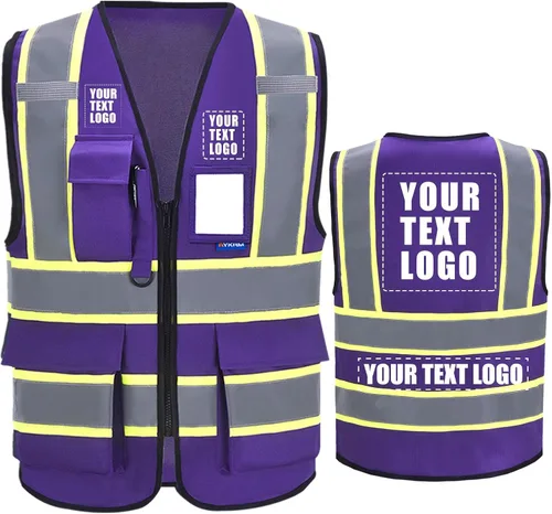 Miniatura 21 de AYKRM Chaleco de Seguridad de Construcción Personalizado con Logotipo Impreso de Alta Visibilidad Reflectante de 2 Tonos