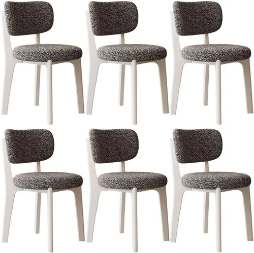 Miniatura 36 de YVYKFZD Solid Wood Dining Chairs, Fabric Dining Room Chair Set of 2/4/6, Upholstered Kitchen Chairs with Curved Backrest, Armless Living Room Chair