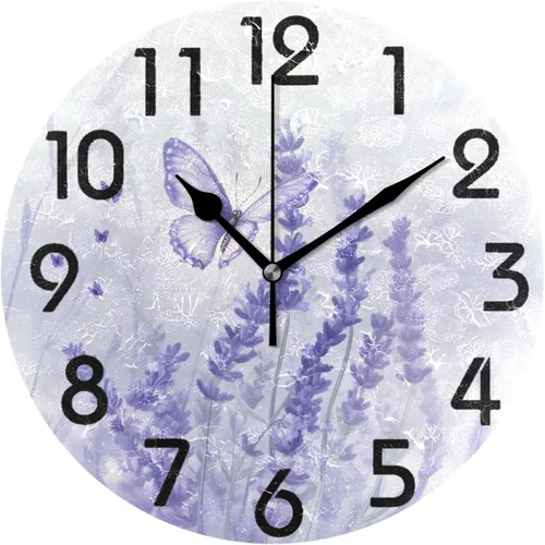 Miniatura 32 de Spring Hummingbird - Reloj de pared redondo con estampado de flores, 9.5 pulgadas, funciona con pilas, reloj de escritorio analógico silencioso