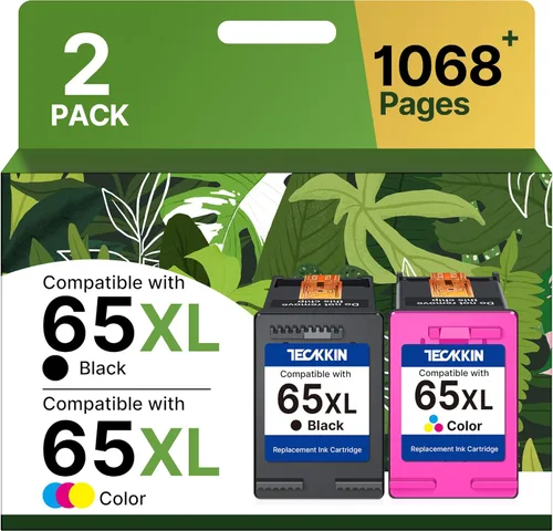 TECKKIN 65XL - Cartucho de tinta negro/color, repuesto de alto rendimiento para HP Ink 65 65XL funciona para HP DeskJet 3755 3772 3700 3752 3722