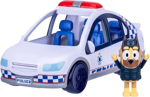 Bluey Police Car Toy, Vehicle from The Special Episode The Sign. Includes Toy Police Car with Flashing Lights & Sounds, Policeman Figure, and Themed