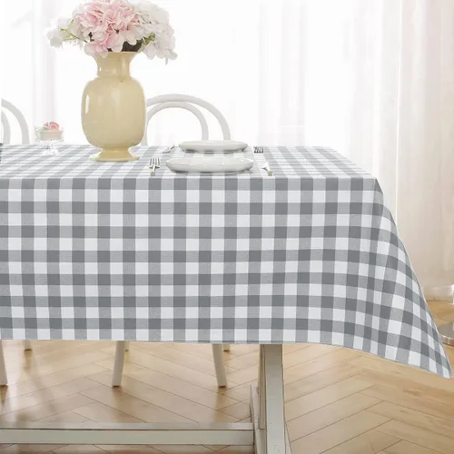 Miniatura 7 de SASTYBALE Mantel rectangular de vinilo a cuadros con reverso de franela, 52 x 70 pulgadas, impermeable, mantel de plástico para comedor, fiesta
