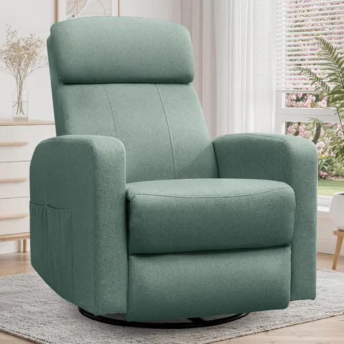 Miniatura 13 de Korser Sillas reclinables eléctricas giratorias para adultos, mecedora eléctrica para guardería, silla reclinable con bolsillo lateral clasificado