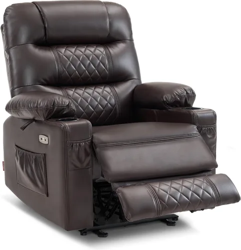 Miniatura 12 de MCombo Zero Gravity PR621 - Silla reclinable eléctrica con masaje de calor y vibración, silla reclinable con puertos USB, portavasos para sala