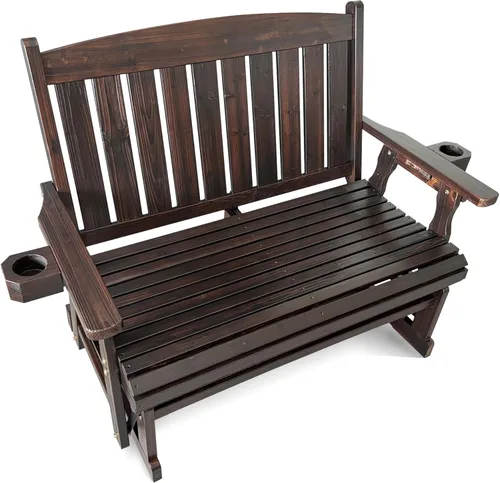 Miniatura 12 de Fortune Candy Planeador de madera para patio para una persona, con respaldo alto y asiento contorneado profundo, madera de abeto maciza, resistente