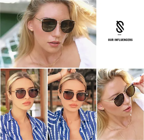 Miniatura 2 de SOJOS Gafas de sol polarizadas cuadradas estilo aviador retro para mujeres y hombres, gafas de sol vintage para mujer, UV400 SJ2180