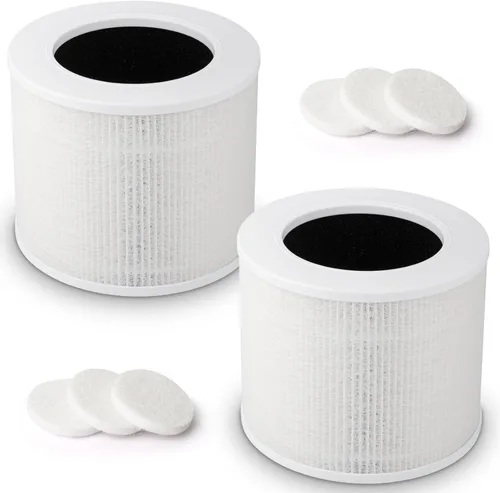 Paquete de 2 mini filtros de repuesto para mini purificadores de aire LEVOIT Core, repuesto de filtro HEPA H13, filtro de alta eficiencia 3 en 1 con
