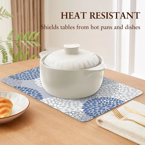 Miniatura 5 de QIYI Juego de 4 manteles individuales de piel sintética de 12 x 18 pulgadas para cocina y comedor, resistentes al calor, antideslizantes