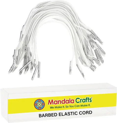 Miniatura 9 de Mandala Artesanía Menú Máscara Badge Sign Hanging Elastic Cord bucle banda con metal de púas púas Blanco