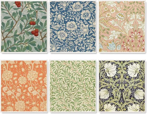 Whaline William Morris Paño Lavavajillas de Cocina Sueco Vintage Floral Absorbente Toalla de Cocina de Algodón Toalla para Platos con Flores