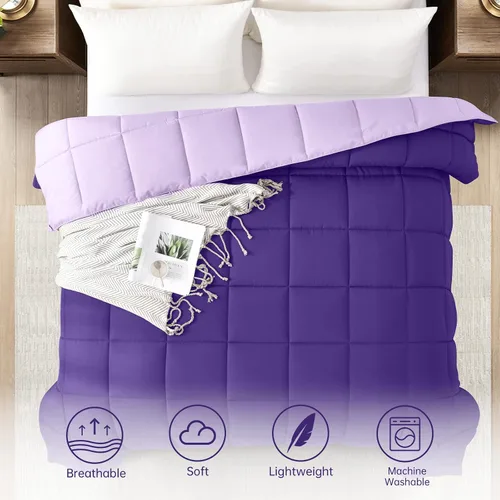 Miniatura 5 de Homelike Moment Edredón tamaño King – Inserto de edredón púrpura, relleno alternativo de plumón, cama tamaño King, ropa de cama ligera, acolchada