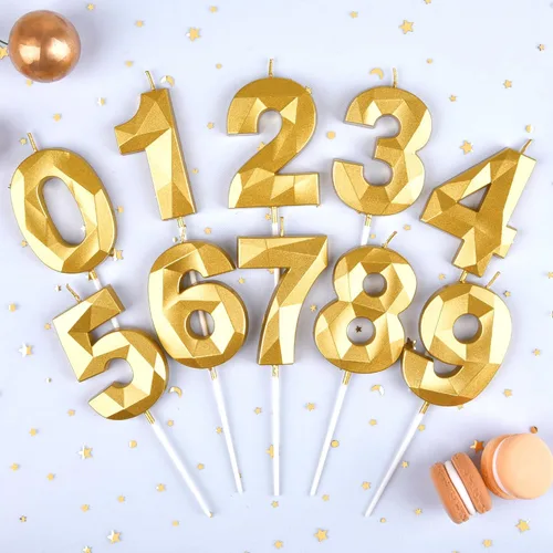 Miniatura 3 de Velas de 7 cm de Oro Cristal Número 17 para Pastel de Cumpleaños, Velas de Oro y Número para Celebración de Fiesta