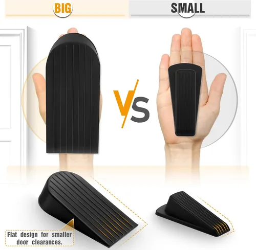 Miniatura 3 de Crosize Tope de Puerta Negro Extra Grande, Alto 1.9 Pulgadas, Tope de Puerta Grande para Piso de Goma, Cuña Tope de Puerta, Espacios de Puerta