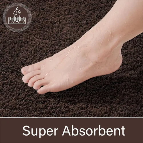 Miniatura 3 de LOCHAS - Alfombra de baño de 24x48 pulgadas, suave y gruesa, absorbente de microfibra, para baño, lavable a máquina, alfombra de baño de felpa Marrón