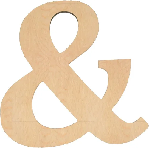 Ampersand - Letras de madera de 6 pulgadas de alto, abedul báltico de 1/4 de pulgada de grosor, decoración de bricolaje pintable, letreros y