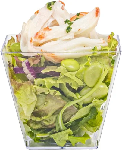 Miniatura 9 de Restaurantware - Mini tazas Kova de 4 onzas, 100 tazas cuadradas pequeñas para aperitivo: duradero, desechable, taza de parfait de plástico