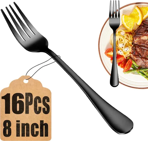 Miniatura 12 de Juego de 8 tenedores para cena, tenedores de acero inoxidable de grado alimenticio, tenedores de cubiertos para el hogar, cocina o restaurante