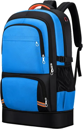 Miniatura 8 de Mochila de senderismo de 65 L para hombre, impermeable, expandible, mochila de viaje, mochila de mano casual, mochila grande para campamento, Negro