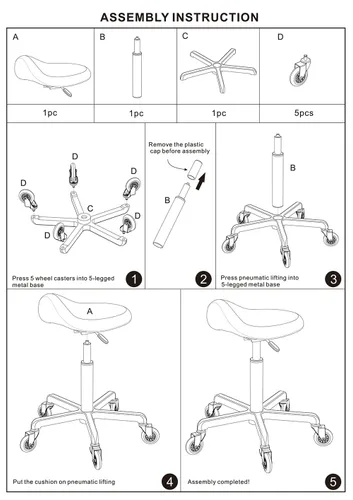 Miniatura 4 de Taburete Profesional de Silla de Montar con Ruedas Ergonómico Giratorio de Altura Ajustable para Clínica Dentista Salón de Belleza Tatuaje Oficina