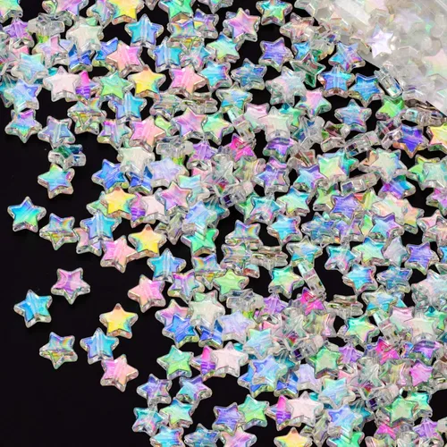 OIIKI 400 cuentas acrílicas en forma de estrella, transparente de 0.394 pulgadas para manualidades, joyería, collares, pulseras (paquete de 4 x 100