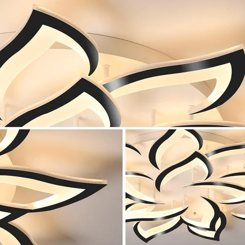 Miniatura 7 de Garwarm Lámpara de Techo LED Moderna, Regulable de 3 Cabezales Cuadrados Accesorio de Lámpara de Techo con Control Remoto, Candelabro de Techo