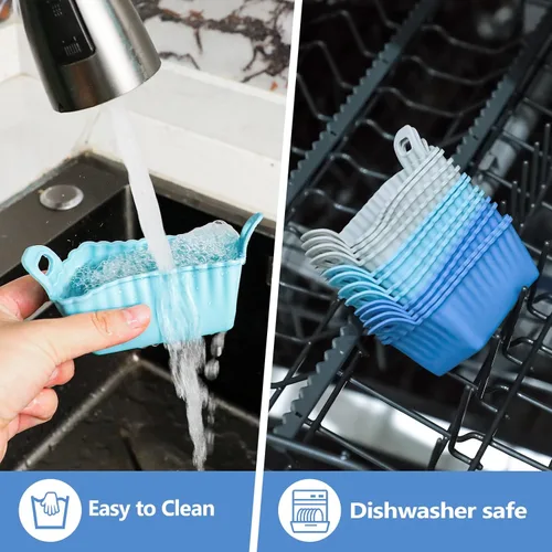 Miniatura 7 de Koluti Paquete de 12 tazas de silicona antiadherentes para magdalenas, moldes reutilizables para cupcakes con doble asa, libres de BPA, mini