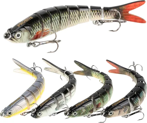 Miniatura 13 de 5 piezas de señuelos de pesca realistas – Cebo multiarticulado para lubina, trucha, crappie, lucioperca, lucio, acción realista con ojos de pez 3D