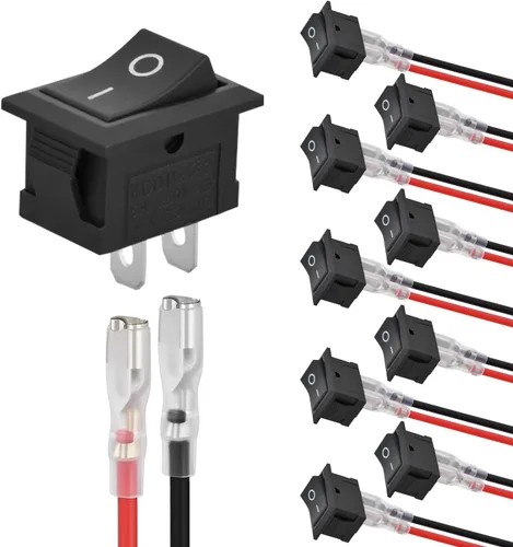 Miniatura 10 de Nilight Interruptor de botón de 0.472 in, 5 unidades con arnés precableado de acero inoxidable de 12 V 24 V, bloqueo automático, interruptores 5