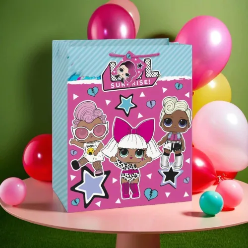 Miniatura 4 de Bolsa de regalo de papel LOL Surprise multicolor grande – 1 unidad Diseño llamativo, perfecta para cumpleaños y ocasiones especiales