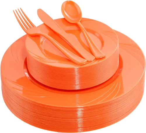 Miniatura 9 de YOUBET 125 platos de plástico azul, platos desechables para baby shower, incluye 25 platos llanos, 25 platos de postre, 25 tenedores, 25 cuchillos