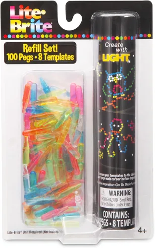 Lite Brite - Paquete de repuesto para clavijas y plantillas, accesorios de tablero de dibujo iluminados, clavijas LED para tablero de dibujo con