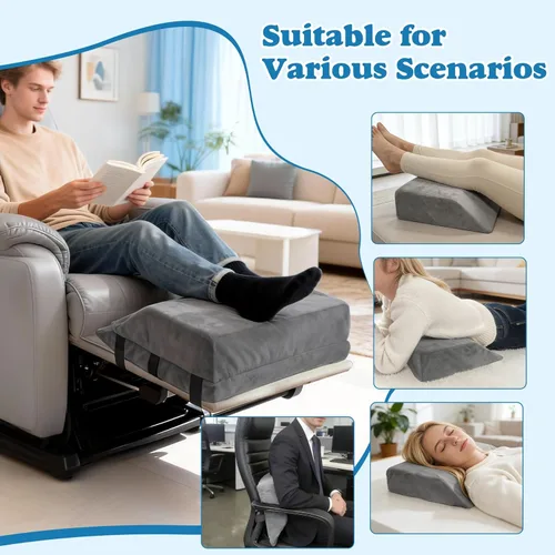 Miniatura 5 de Cojín reclinable ajustable de cuña de 6 pulgadas de grosor con espuma elástica y correas, almohada elevadora multiusos para silla, sofá, cama y sofá