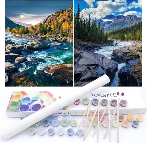 Miniatura 57 de BAISITE Kit de pintura por números para adultos principiantes, 12 pulgadas de ancho x 16 pulgadas de largo, paquete de 2 lienzos para kits