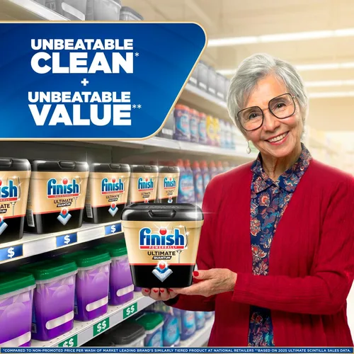 Miniatura 5 de Finish Ultimate Infinity Shine - Cápsulas para lavavajillas, detergente sin necesidad de pre-enjuague, elimina manchas quemadas, con Protector