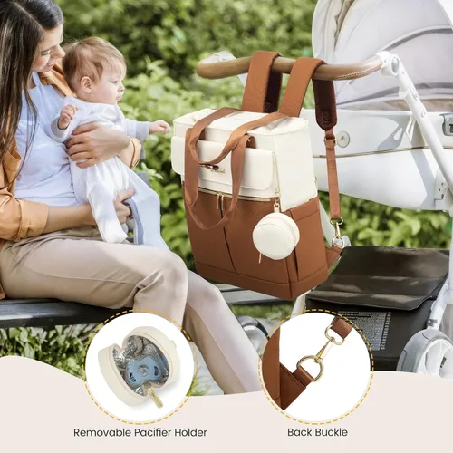 Miniatura 5 de LOVEVOOK Mochila para pañales, bolsa de pañales con bolsillos aislados, bolsa de bebé para niñas y niños con cambiador, bolsa de pañales grande