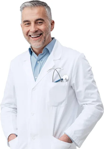Miniatura 3 de NY Threads Abrigo de laboratorio profesional para hombres, abrigo médico largo de polialgodón de manga completa