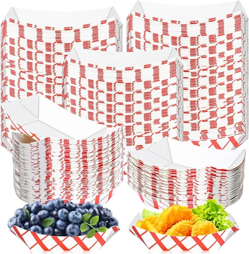 Miniatura 8 de Paquete de 180 bandejas desechables de papel kraft de 1/2 libra, pequeñas bandejas de papel ecológico para llevar, botes de servir alimentos, mini