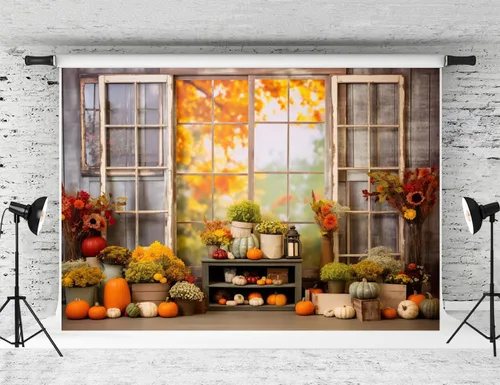 Miniatura 21 de Kate Fondo de fotografía para el día de Acción de Gracias, otoño, calabaza, decoración del hogar, fondo para niños, fiesta, estudio (7 x 5 pies)