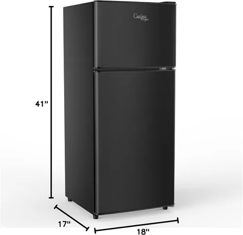 Miniatura 8 de Cucina Magica - Mini refrigerador con congelador, 3.2 pies cúbicos, pequeño refrigerador, 7 termostatos ajustables, ahorro de energía, bajo nivel