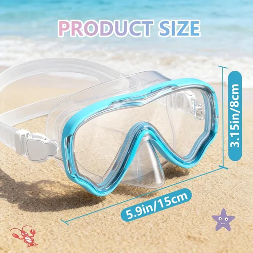 Miniatura 8 de Gafas de natación para niños con cubierta para la nariz, máscara de buceo de esnórquel, antivaho, anti-UV, equipo de esnórquel, gafas de natación