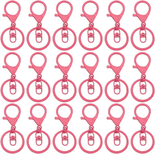 30 llaveros con cierre de langosta para la fabricación de joyas, clips de gatillo giratorios de metal con cierres giratorios, clips de gancho, Rosa