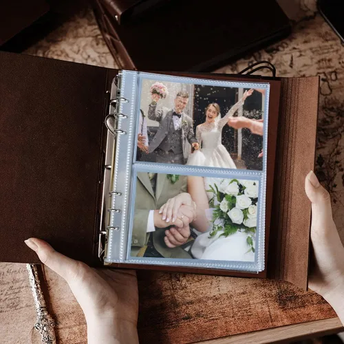 Miniatura 3 de Álbum de fotos de 4 x 6 pulgadas, 160 fotos, álbumes de fotos de cuero con espacio de escritura con 30 papeles de escritura, viajes, familia, boda