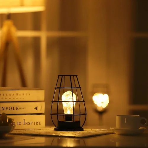 Miniatura 7 de Ulalaza Lámpara LED de alambre de cobre, adornos de hierro forjado, luz nocturna, dormitorio creativo, estilo nórdico, retro, decoración de viento
