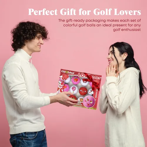 Miniatura 7 de Oji Moji - Juego de pelotas de golf Emoticon Love Series, regalo del día de San Valentín, paquete de 12 regalos novedosos, regalo de golf