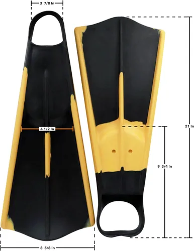 Miniatura 3 de Voit Aletas de natación negras y amarillas: diseño legendario de aleta de natación, unisex, construcción de goma de doble densidad, aumenta