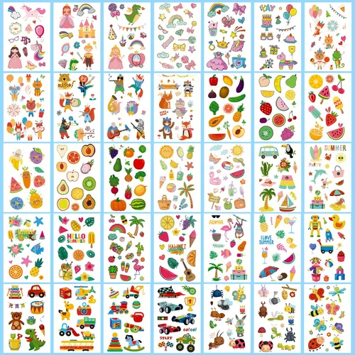 Miniatura 5 de Partywind 100 hojas (1150 estilos), tatuajes temporales para niños, rellenos de bolsas de golosinas, calcomanías de tatuaje falsas para niños