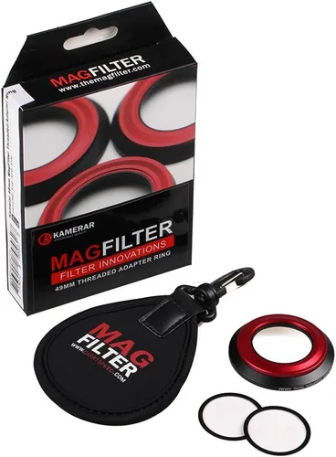 Kamerar MagFilter Anillo de adaptador roscado de 49 mm con bolsa de transporte, anillos magnéticos de adaptador de filtro de lente, compatible con